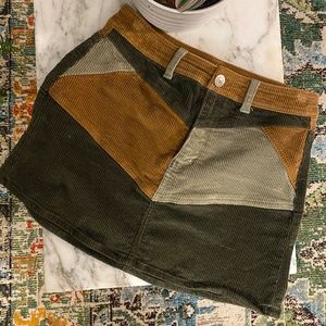 Corduroy Patchwork Mini Skirt Mod